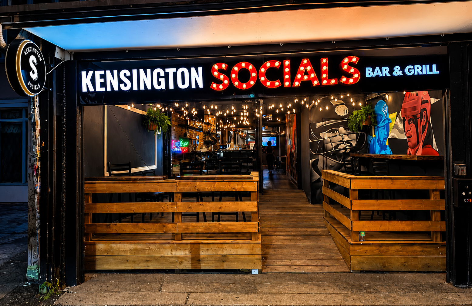 Kensington Socials bar and dining interior at 204 Augusta Ave