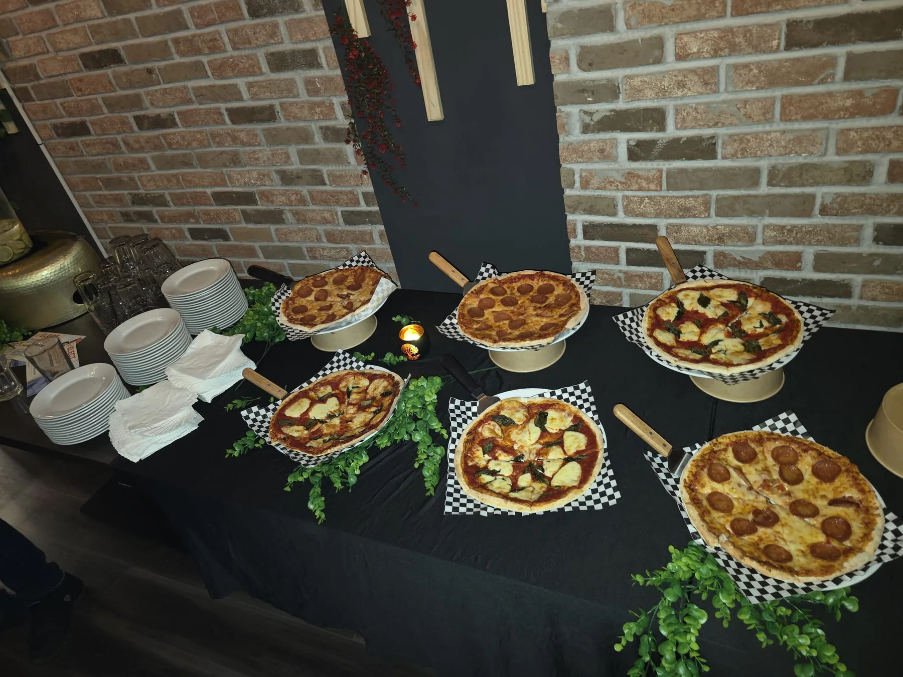 A pizza spread prepared for a Kensington Socials event