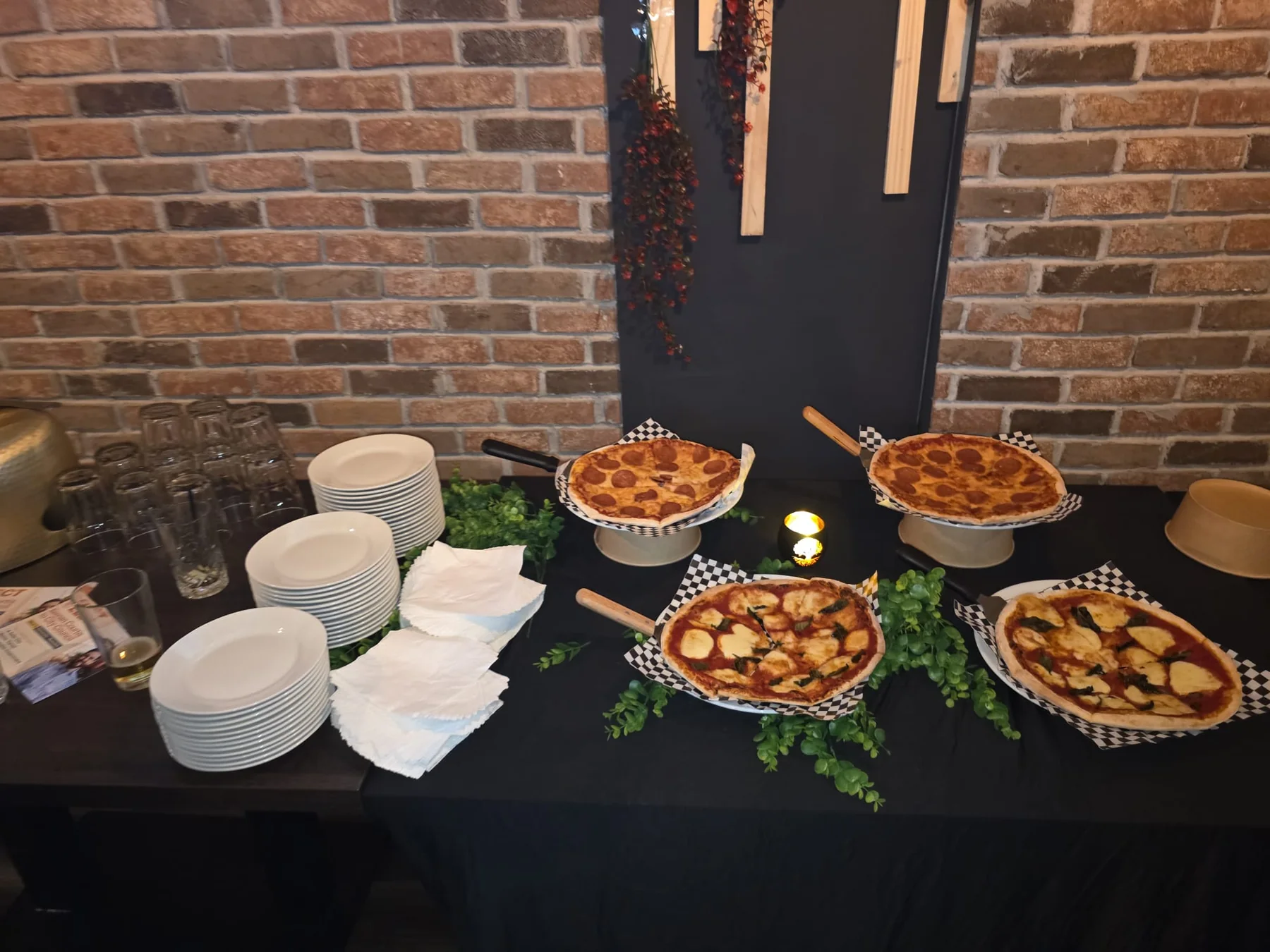A pizza buffet prepared for guests at Kensington Socials